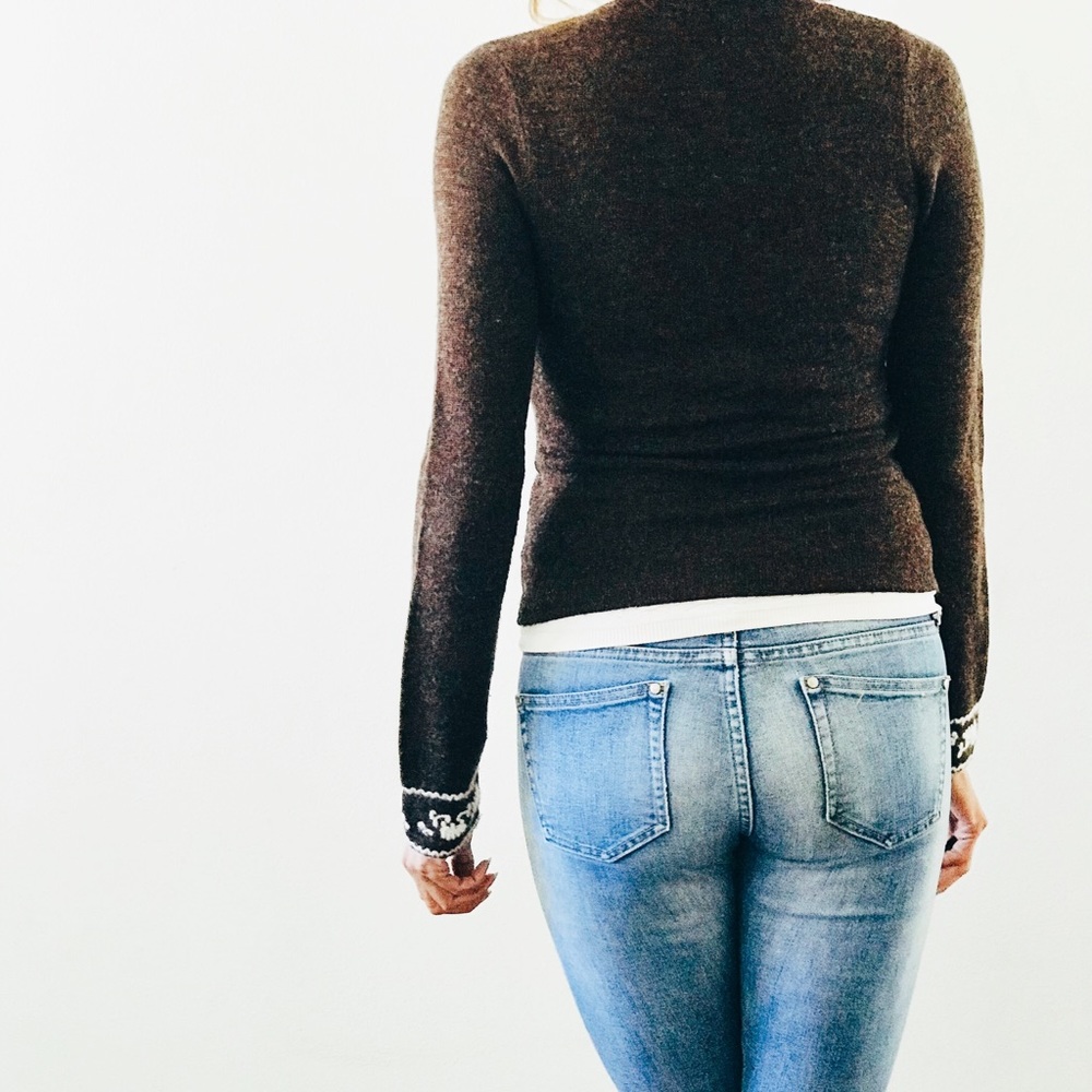 Free people embroidered brown sweater size Small - Picture 6 of 7